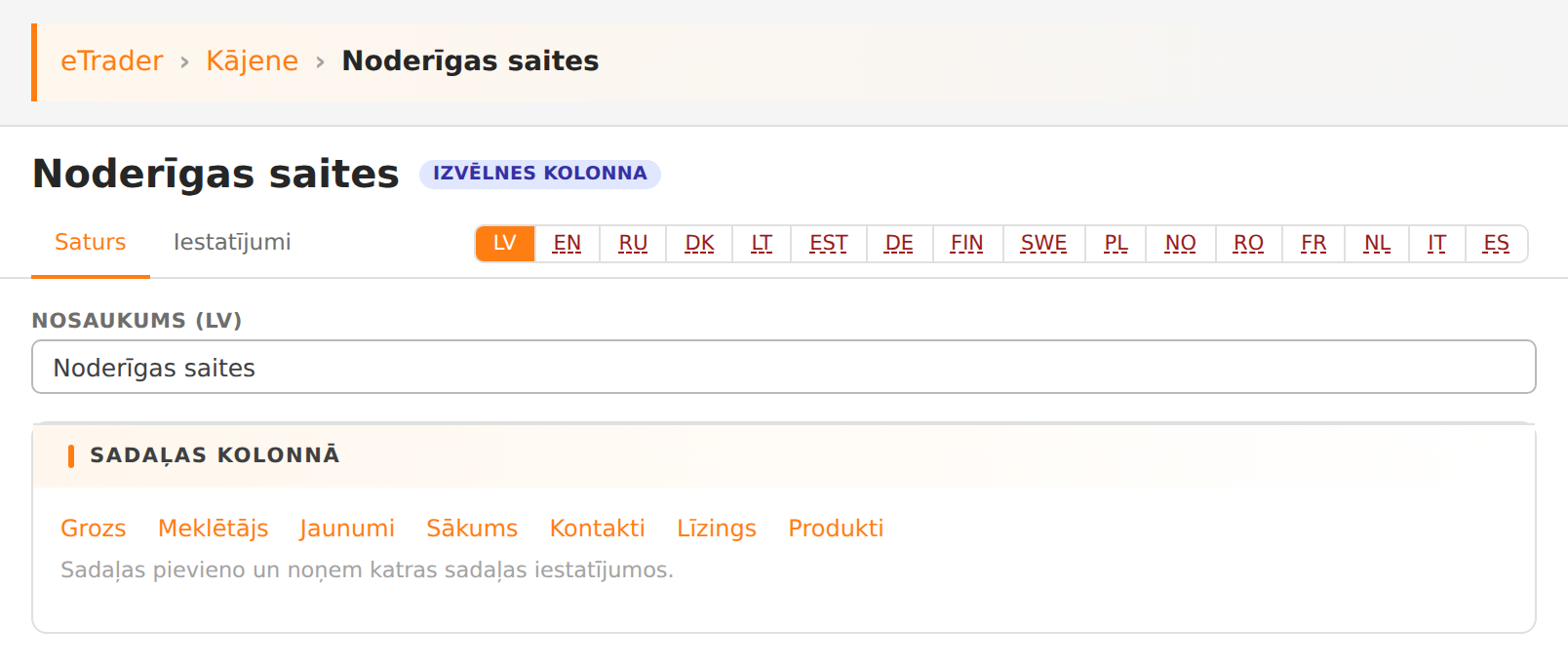 Kolonnas saturs