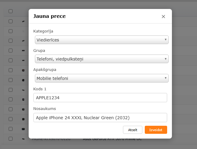 Pievienošanas dialogs