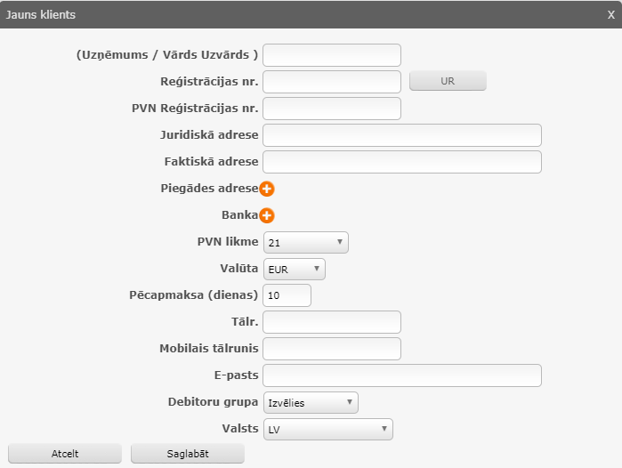 Klienta ievade no dokumenta